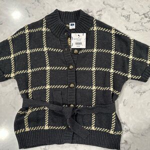 ✨NWT✨ Janie and Jack Girls Belted Plaid Sweater, Size 6